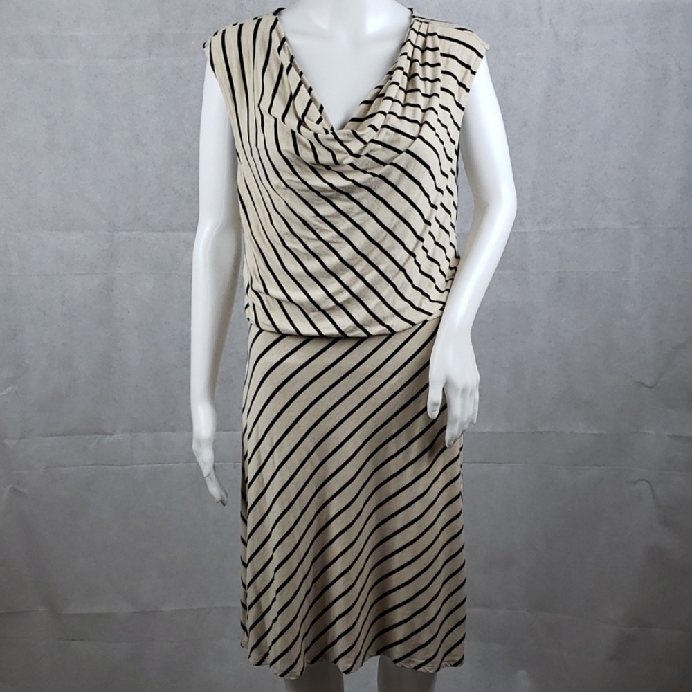 Ann Taylor Black and Cream Striped  Dress